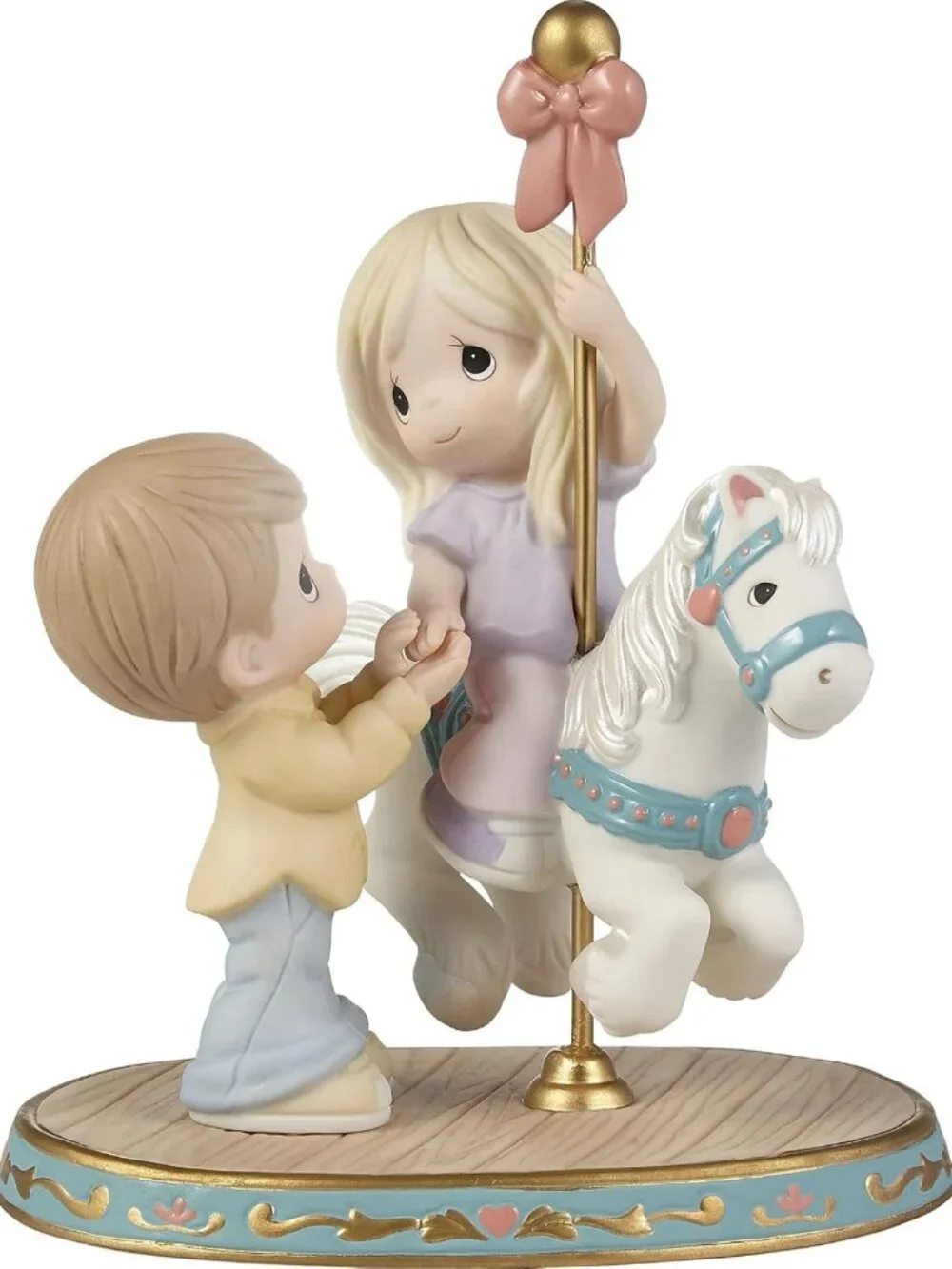 Charming Bisque Porcelain/Metal Figurine - Your Love Makes My World Go Round